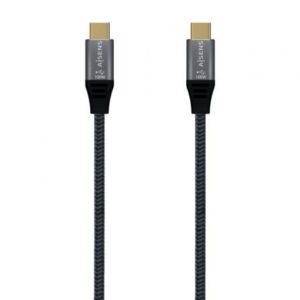Cable USB 3.2 Tipo-C Aisens A107-0671 20GBPS 100W/ USB Tipo-C Macho - USB Tipo-C Macho/ Hasta 100W/ 20Gbps/ 1m/ Gris