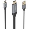 Cable Conversor Aisens A109-0871/ HDMI Macho/ USB Macho - USB Tipo-C Macho/ 1.8m/ Negro