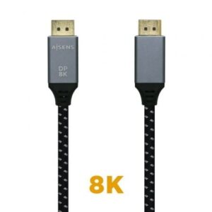 Cable DisplayPort 1.4 8K Aisens A149-0438/ DisplayPort Macho - DisplayPort Macho/ 3m/ Negro Gris