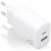 Cargador de Pared GaN Aisens A110-0911/ 1xUSB Tipo-C/ 1xUSB/ 25W/ Blanco