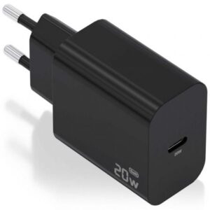 Cargador de Pared GaN Aisens A110-0939/ 1xUSB Tipo-C/ 20W/ Negro