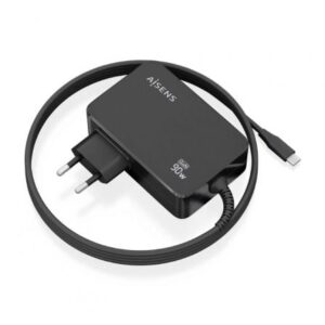 Cargador de Pared GaN Aisens ASCH-1PD90WL034-BK/ 1xUSB Tipo-C + Cable 1.8m/ 90W