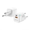 Cargador de Pared GaN Aisens ASCH-20W2P002-W/ 1xUSB Tipo-C/ 1xUSB/ 20W