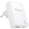Cargador de Pared GaN Aisens ASCH-30W2P074-W/ 1xUSB Tipo-C/ 1xUSB/ 30W/ Blanco