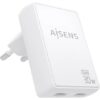 Cargador de Pared GaN Aisens ASCH-30W2P075-W/ 2xUSB Tipo-C/ 30W/ Blanco