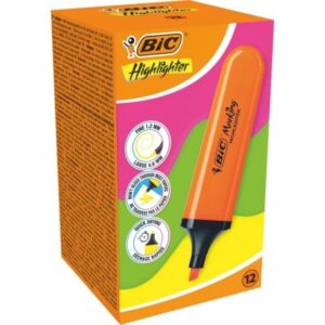 art_bic-fluorescente20fla20n20or2012_1.jpg Caja de Marcadores Fluorescentes Bic Highlighter Flat Neón/ 12 unidades/ Naranjas