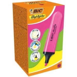 art_bic-fluorescente20fla20n20pk2012_1.jpg Caja de Marcadores Fluorescentes Bic Highlighter Flat Neón/ 12 unidades/ Rosas