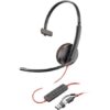 Auricular Poly Blackwire 3210 + Adaptador USB-C/A/ con Micrófono/ USB Tipo-C/ Bulk/ Negro
