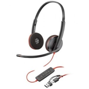 Auriculares Poly Blackwire 3220 + Adaptador USB-C/A/ con Micrófono/ USB Tipo-C/ Bulk/ Negros
