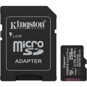 Tarjeta de Memoria Kingston CANVAS Select Plus 256GB microSD XC con Adaptador/ Clase 10/ 150MBs
