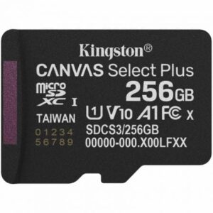 Tarjeta de Memoria Kingston CANVAS Select Plus 256GB microSD XC/ Clase 10/ 150MBs