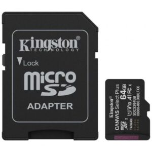 Tarjeta de Memoria Kingston CANVAS Select Plus 64GB microSD XC con Adaptador/ Clase 10/ 100MBs