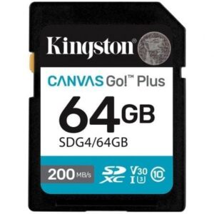 Tarjeta de Memoria Kingston CANVAS Go! Plus 64GB SD XC/ Clase 10/ 200MBs