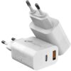 Cargador de Pared Leotec LECSPH20W2W2/ 1xUSB Tipo-C/ 1xUSB/ 20W