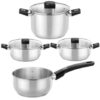 Pack Batería de Cocina Elite Monix M240001/ Cazo Ø14cm/ Ollas Ø24cm/ Cacerolas Ø20 - 24cm/ Acero Inoxidable/ Apta para Inducción