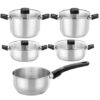 Pack Batería de Cocina Elite Monix M240002/ Cazo Ø14cm/ Ollas Ø20 - 24cm/ Cacerolas Ø20 - 24cm/ Acero Inoxidable/ Apta para Inducción