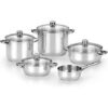 Pack Batería de Cocina Monix Optima2 M450001/ Cazo Ø16cm/ Ollas Ø20 - 24cm/ Cacerolas Ø20 - 24cm/ Acero Inoxidable/ Apta para Inducción
