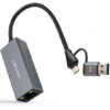 Adaptador USB Macho + USB Tipo-C Macho - RJ45 Nanocable 10.03.0411/ 1000Mbps