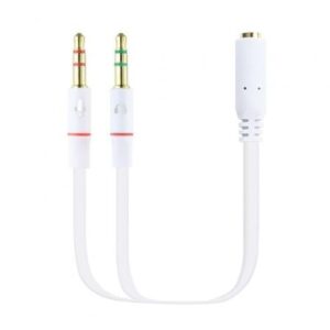 Cable Estéreo Nanocable 10.24.1203/ Jack 3.5 Hembra - 2x Jack 3.5 Macho/ 20cm/ Blanco