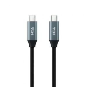 Cable USB 3.2 Nanocable 10.01.4300/ USB Tipo-C Macho - USB Tipo-C Macho/ Hasta 100W/ 20Gbps/ 50cm/ Gris y Negro