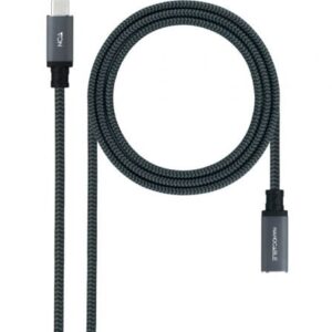 Cable Alargador USB Tipo-C 3.2 Nanocable 10.01.4501-COMB/ USB Tipo-C Macho - USB Tipo-C Hembra/ 1m/ Negro
