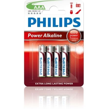 Pack de 4 Pilas AA Philips LR6E4B/10/ 1.5V/ Alcalina