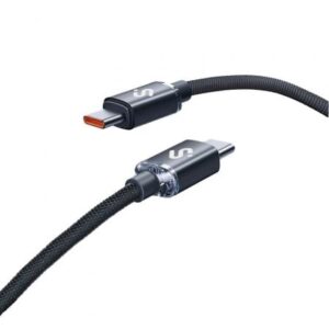 Cable USB 2.0 Tipo-C Subblim Optimus/ USB Tipo-C Macho - USB Tipo-C Macho/ Hasta 60W/ 480Mbps/ 2m/ Negro