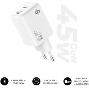 art_sub-carga20subchg-6g4520_1.jpg Cargador de Pared GaN Subblim 45W Charger USB C+C/ 2xUSB Tipo-C/ 45W