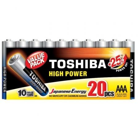 Pack de 20 Pilas AA Toshiba High Power LR6/ 1.5V/ Alcalinas