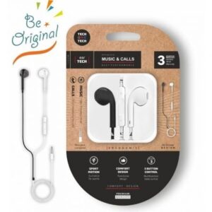 Auriculares Intrauditivos Tech One Tech earTECH B&W Be Original TEC1011/ con Micrófono/ Mini Jack 3.5/ Blanco y Negro
