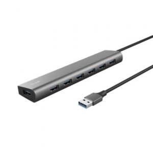 Hub USB 3.2 Gen1 Trust Halyx/ 7xUSB/ 1xUSB-C/ Gris