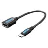 Cable USB 2.0 Vention CCSBB/ USB Tipo-C Macho - USB Hembra/ 15cm/ 480Mbps/ Negro