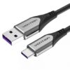 Cable USB 2.0 Tipo-C Vention COFHF/ USB Tipo-C Macho - USB Macho/ Hasta 100W/ 480Mbps/ 1m/ Gris
