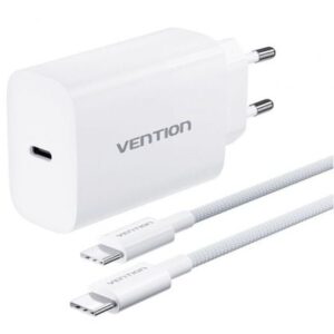 Cargador de Pared GaN Vention G14W0-EU/ 1xUSB Tipo-C + Cable USB Tipo-C/ 1xUSB/ 65W