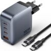 Cargador de Pared GaN Vention TZ-FETH0-EU/ 3xUSB Tipo-C/ 1xUSB/ 100W