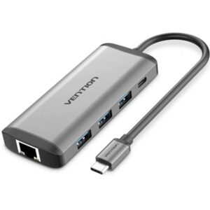 Docking USB Tipo-C Vention CNDHB/ 1xHDMI 4K/ 3xUSB/ 1xUSB Tipo-C PD/ 1xRJ45/ 1xLector tarjetas/ Gris