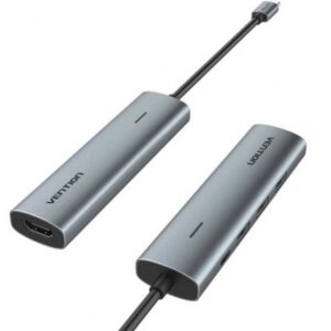 Docking USB Tipo-C Vention TGGHB/ 3xUSB/ 1xHDMI 4K/ 1xUSB Tipo-C PD/ Gris