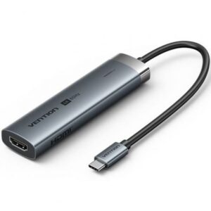 Docking USB Tipo-C Vention TGMHB/ 3xUSB/ 1xHDMI 4K/ 1xUSB Tipo-C PD/ Gris