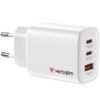 Cargador de Pared GaN Verbatim Essentials/ 2xUSB Tipo-C/ 1xUSB/ 65W